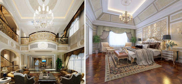 欧式古典风格二层楼与卧室装修效果图文