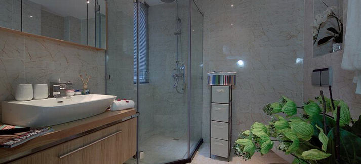 现代67平米一居室卫生间家装效果图片